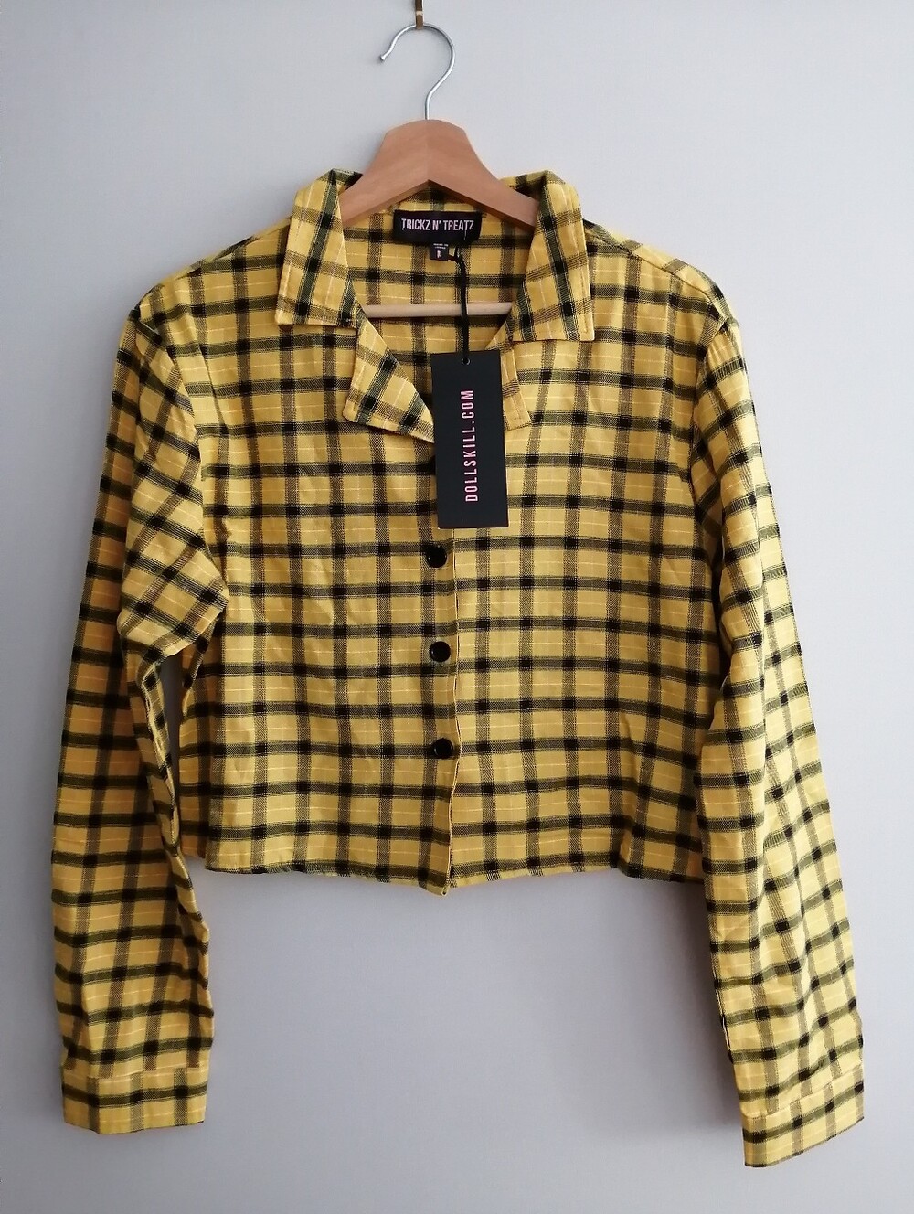 NWT Dollskill Trick N' Treatz Cropped Plaid Top 90s Clueless Cher Horowitz Large